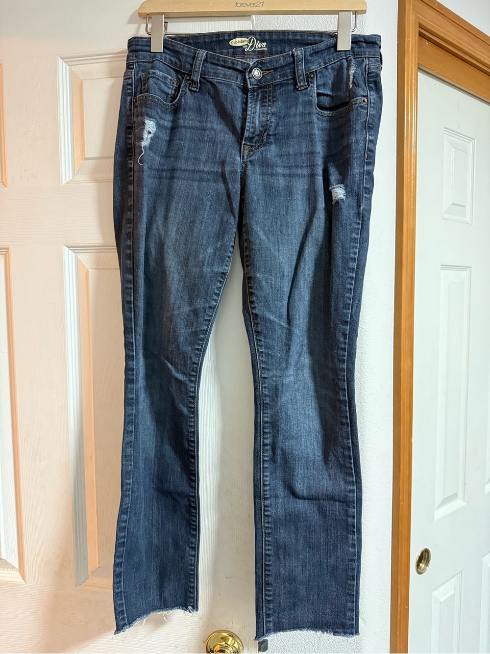 Women old navy the diva blue denim jeans with frayed hem #denim #lowrise